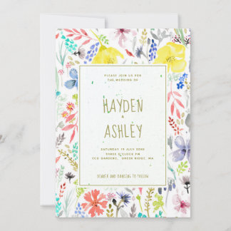 Mooie Bloemige Aquarel Trouw Uitnodiging
