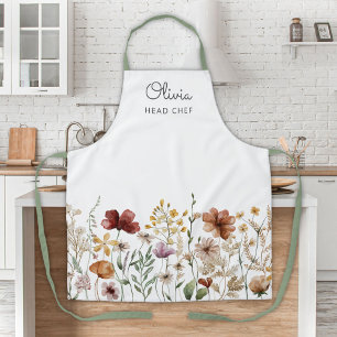 Mooie Bloemige Aquarel Wilde Bloementuin Koken Schort