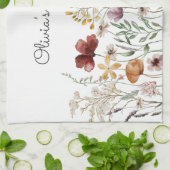 Mooie Bloemige Aquarel Wilde Bloementuin Theedoek (Gevouwen)