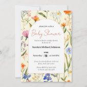 Mooie bloemige babyshower uitnodiging (Voorkant)