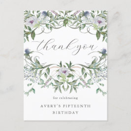 Mooie bloemige bedankjes voor verjaardag briefkaart