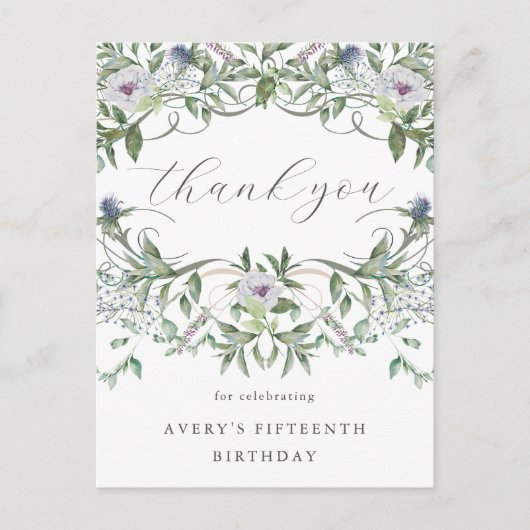 Mooie bloemige bedankjes voor verjaardag briefkaart (Voorkant)