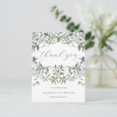 Mooie bloemige bedankkaart voor verjaardag briefkaart (Staand voorkant)