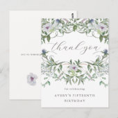 Mooie bloemige bedankkaart voor verjaardag briefkaart (Voorkant / Achterkant)