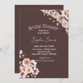 Mooie Bloemige Boho Bruine Bruiloft Brunch Kaart (Voorkant / Achterkant)