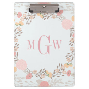 Mooie Bloemige Botanische Monogram Klembord