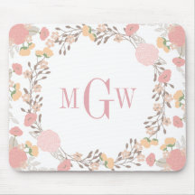 Mooie bloemige botanische monogram muismat
