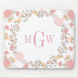 Mooie bloemige botanische monogram muismat