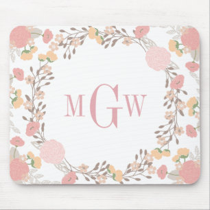 Mooie bloemige botanische monogram muismat