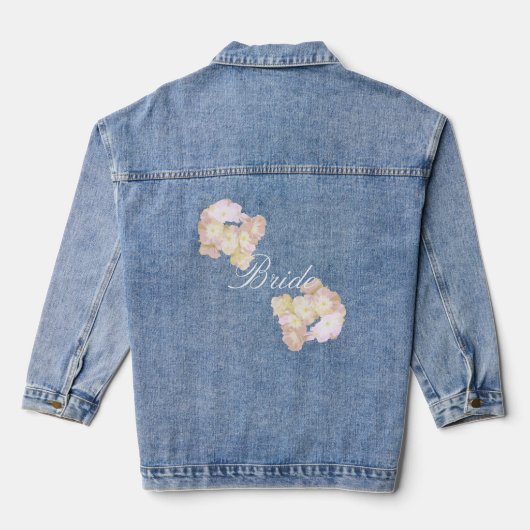 Mooie bloemige bruid denim jacket (Achterkant)