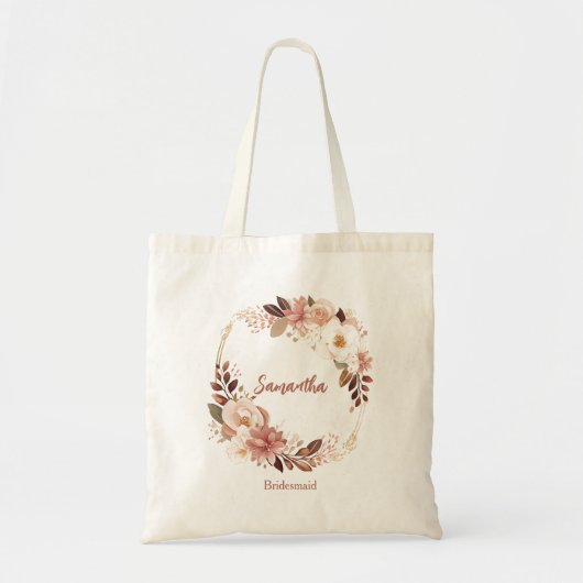 Mooie bloemige bruidsmeisje tote bag (Voorkant)