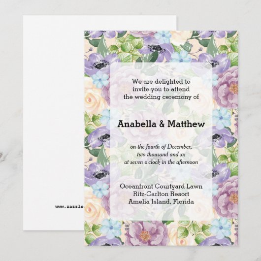 Mooie bloemige bruiloft kaart (Voorkant / Achterkant)