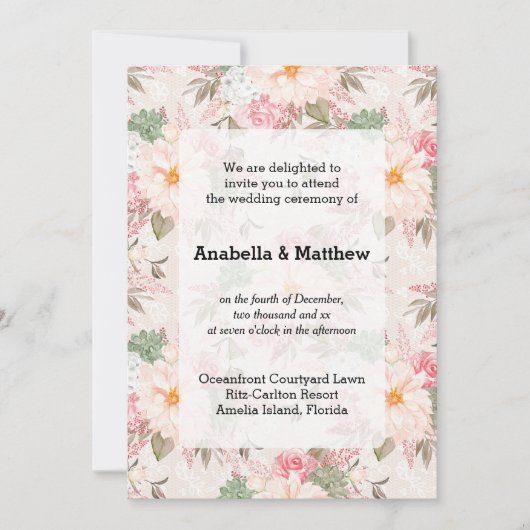 Mooie bloemige bruiloft kaart (Voorkant)