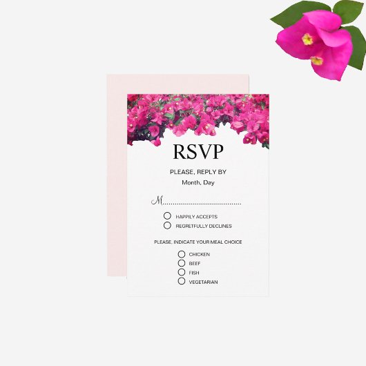 Mooie Bloemige Bruiloft RSVP Kaartje