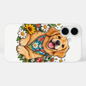 Mooie bloemige digitale ontwerp met gouden retriev Case-Mate iPhone case (Achterkant (horizontaal))