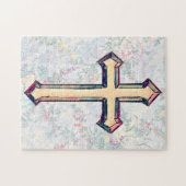 Mooie Bloemige Gelooft Kruis Puzzel (Horizontaal)