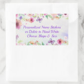 Mooie bloemige, gepersonaliseerde naamstickers rechthoekige sticker (Tas)