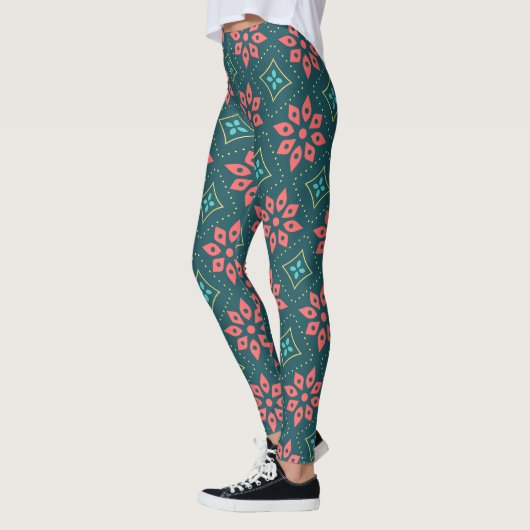 Mooie bloemige Gym Yoga Dames Workout Groene Leggi Leggings (Links)