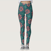 Mooie bloemige Gym Yoga Dames Workout Groene Leggi Leggings (Voorkant)
