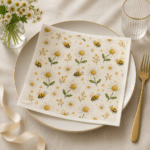 Mooie bloemige hommel tuinfeest wegwerp servet