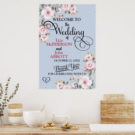 Mooie bloemige huwelijks-welkomstbord poster