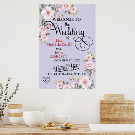 Mooie bloemige huwelijks-welkomstbord poster