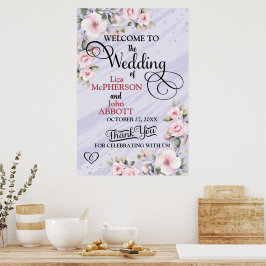 Mooie bloemige huwelijksbegroeting poster