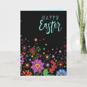 Mooie Bloemige Inspirivity Gelukkig Pasen Kleurrij Kaart (Voorkant)