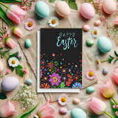 Mooie Bloemige Inspirivity Gelukkig Pasen Kleurrij Kaart