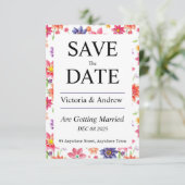 Mooie bloemige kaart om de datum te reserveren (Staand voorkant)