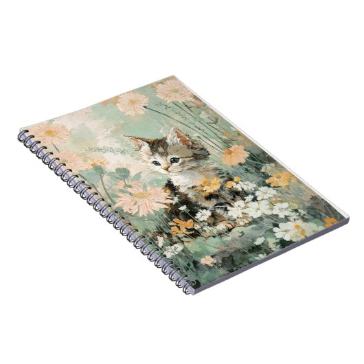Mooie Bloemige Kittenschrift Notitieboek (Rechterzijde)