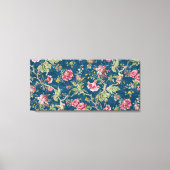 Mooie bloemige kleurrijke bloemen blauwe achtergro canvas afdruk (Voorkant)