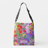 Mooie bloemige  kleurrijke tas met naam (Achterkant)