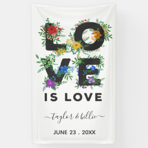 Mooie Bloemige Liefde Is Liefde HBTQ Trouwen Spandoek
