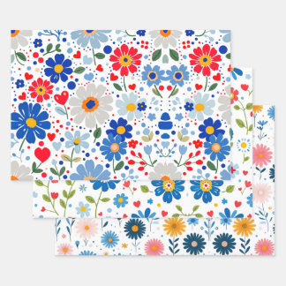 Mooie Bloemige Madeliefachtige Bloemen Inpakpapier Vel