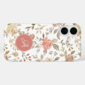 Mooie bloemige, met monogram gemerkte, pasteltint  Case-Mate iPhone case (Achterkant (horizontaal))