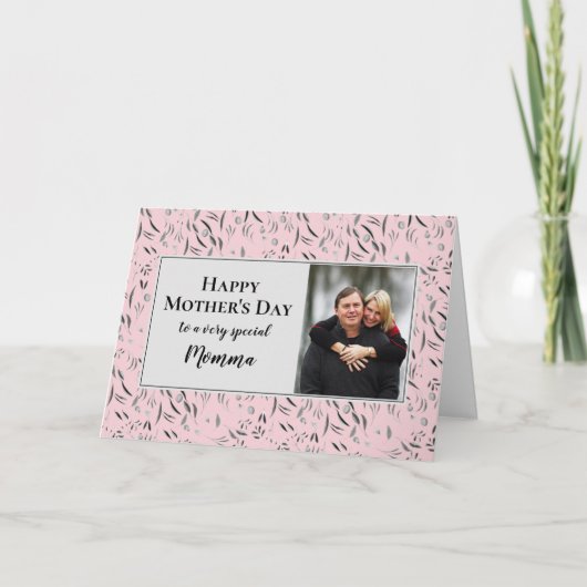 Mooie bloemige MOMMA-foto Happy Moederdag kaart (Voorkant)