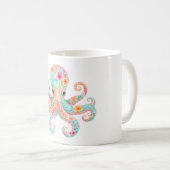 Mooie Bloemige Octopus Koffiemok (Voorkant rechts)