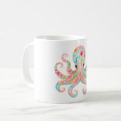 Mooie Bloemige Octopus Koffiemok (Voorkant links)