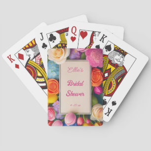 Mooie bloemige omlijst rozen tulpen hydrangea even pokerkaarten