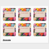 Mooie bloemige omrande rozen tulpen hydrangea op m vierkante sticker (Vel)