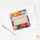 Mooie bloemige omrande rozen tulpen hydrangea op m vierkante sticker (Envelop)