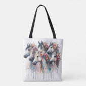 Mooie bloemige paardentas tote bag (Achterkant)