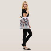 Mooie bloemige paardentas tote bag (Op model)