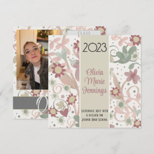 Mooie bloemige pastel eindexamen uitnodiging 