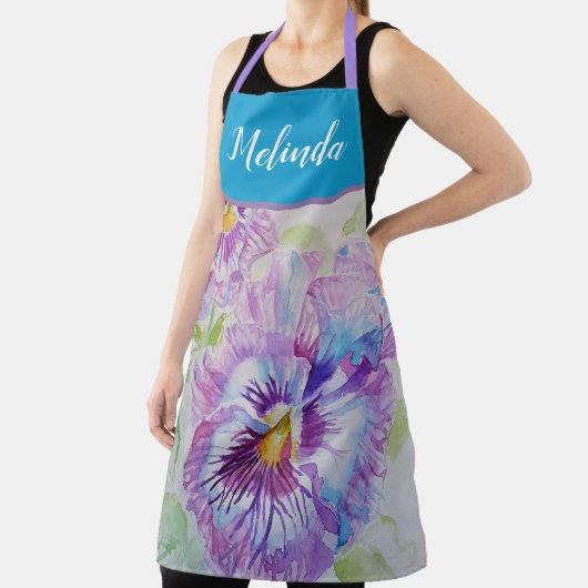 Mooie Bloemige Pastel Viooltje Paarse Dames Schort (Insitu)