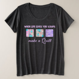 Mooie & bloemige patchworkpatroon pastelkleuren grote maat t-shirt