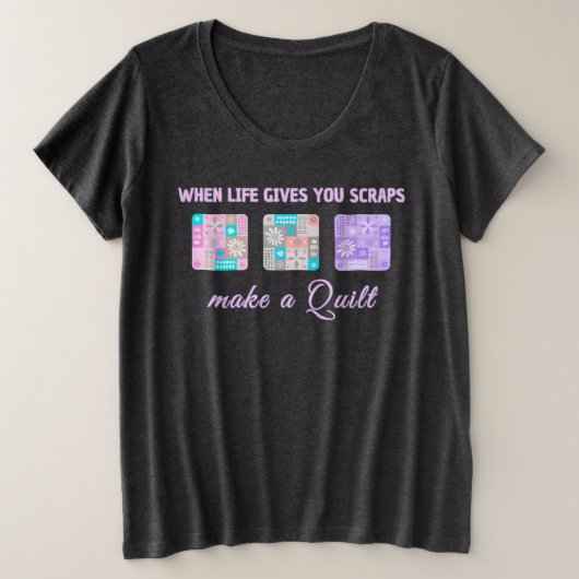 Mooie & bloemige patchworkpatroon pastelkleuren grote maat t-shirt (Design voorkant)