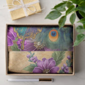 Mooie Bloemige Pauw Decoupage Tissuepapier (Geschenk)