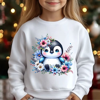Mooie bloemige pinguïn winter illustratie T-shirt